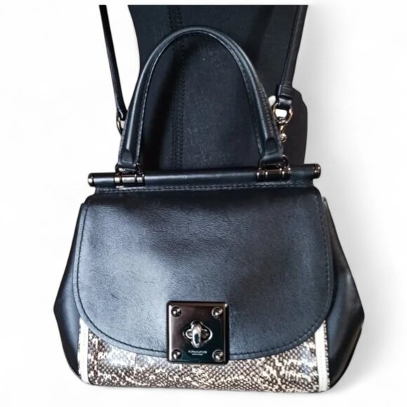 Coach Drifter Top Handle  – Reptile Embossed Leather, Crossbody Strap, Gunmetal - Picture 2 of 15